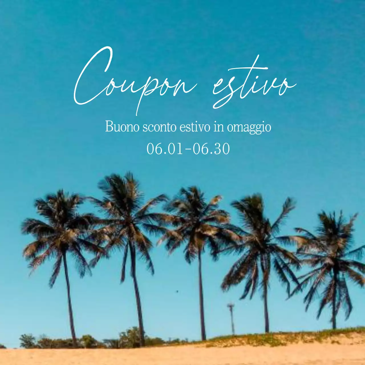 Una semplice pubblicità di buoni sconto estivi di colore azzurro e menta.