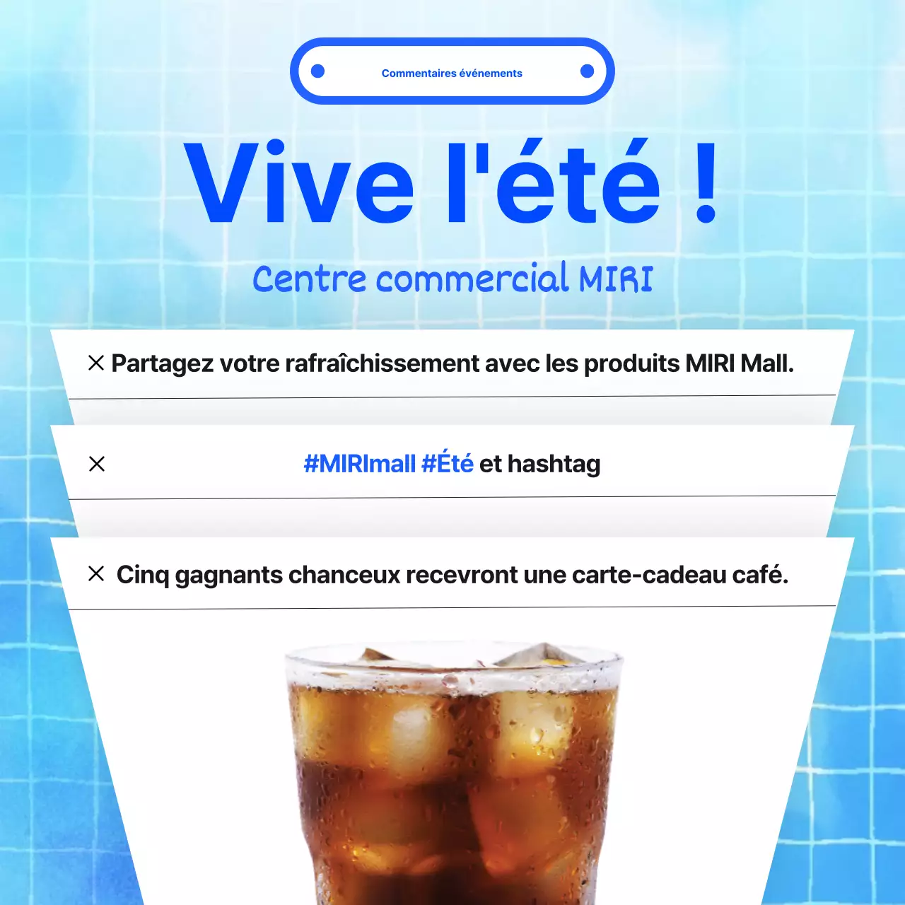 Commentaire de tendance bleu clair annonce d'un événement