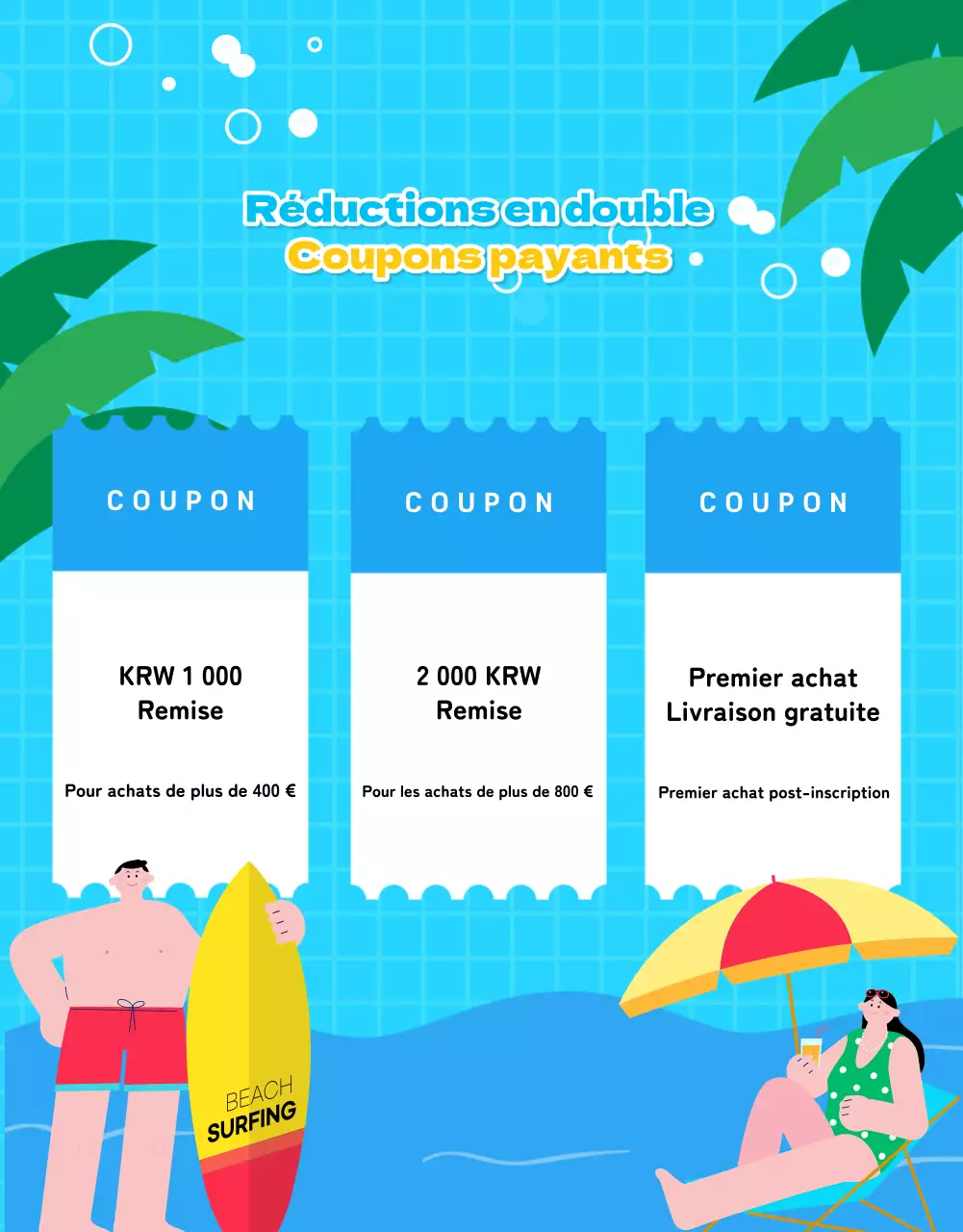 Faire une jolie promotion d'été en bleu clair