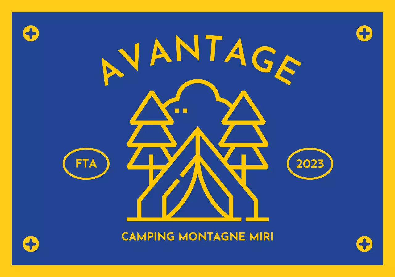 Design avec une icône de camping en forme de drapeau