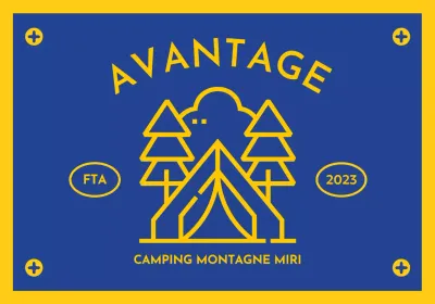 Design avec une icône de camping en forme de drapeau