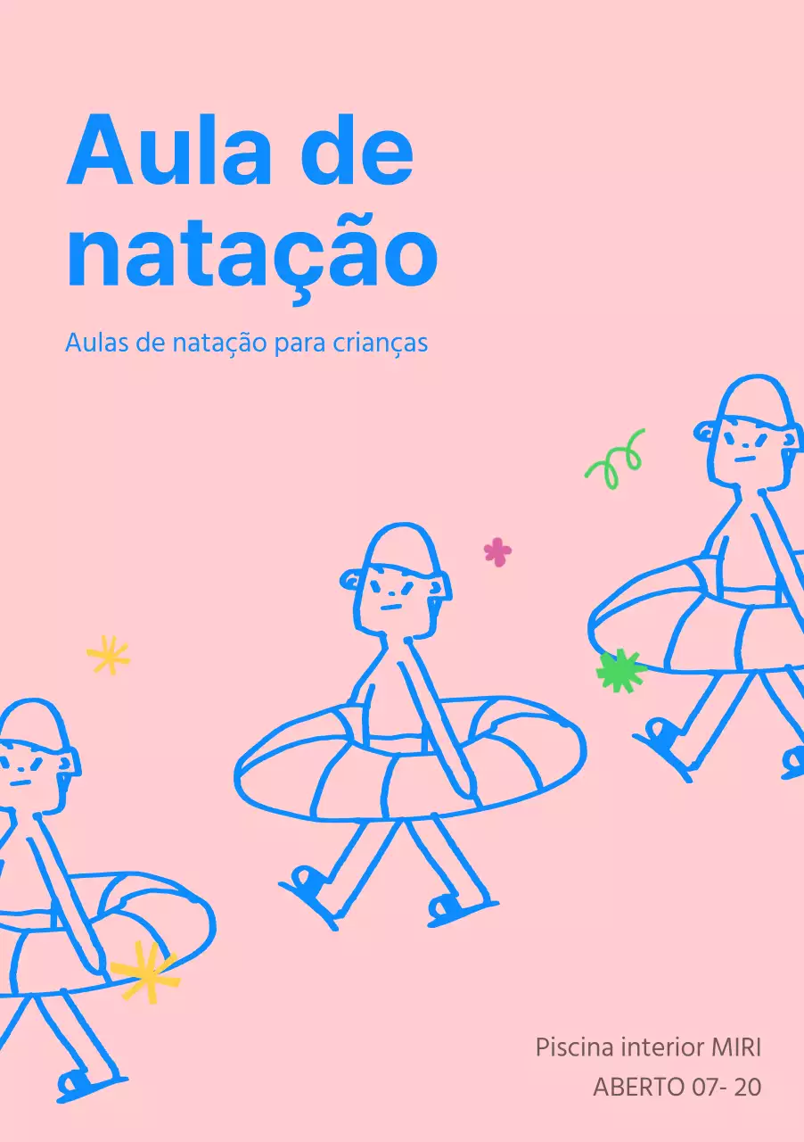 Promover centros de natação e de educação física para crianças azuis e cor-de-rosa