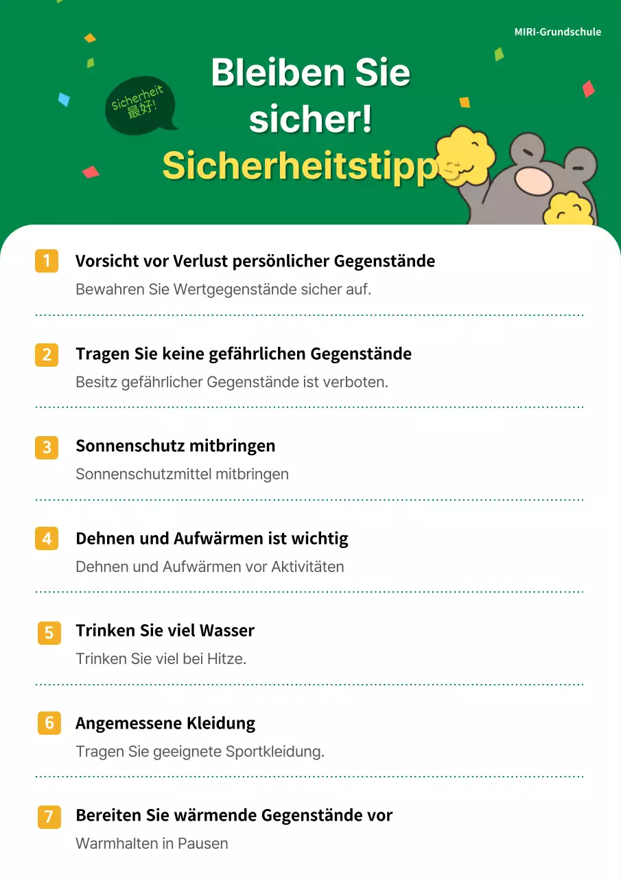 Förderung eines hellblauen und grünen Grundschulsporttages