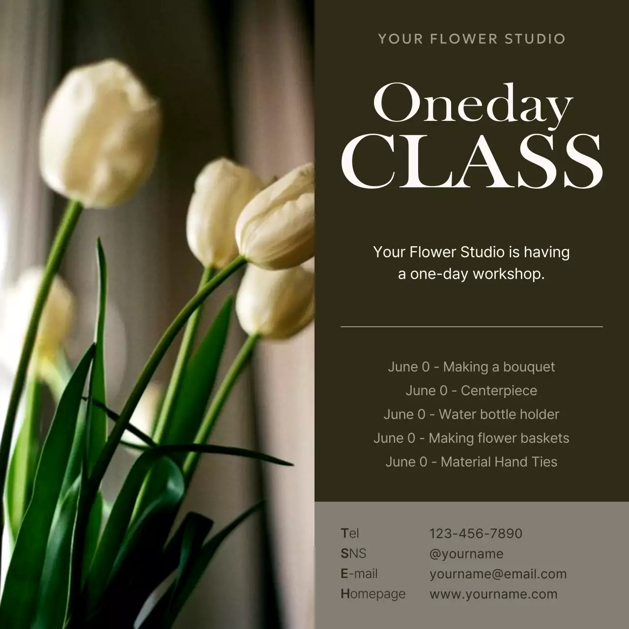 White Elegant Flower Class Invitation Social Media Post