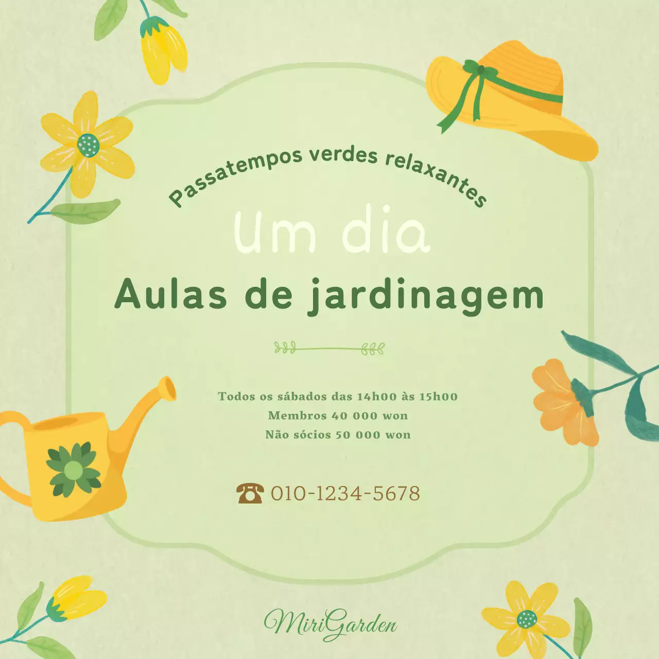 Promova as suas aulas de jardinagem verde e amarela
