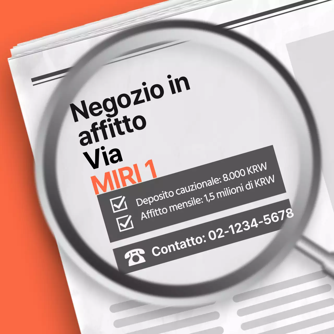 Un semplice annuncio immobiliare in arancione e grigio