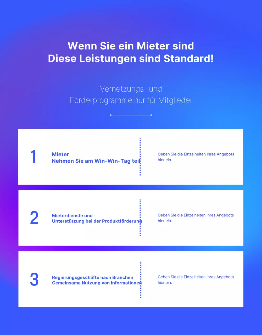 Förderung der modernen Bürogemeinschaft von Blue