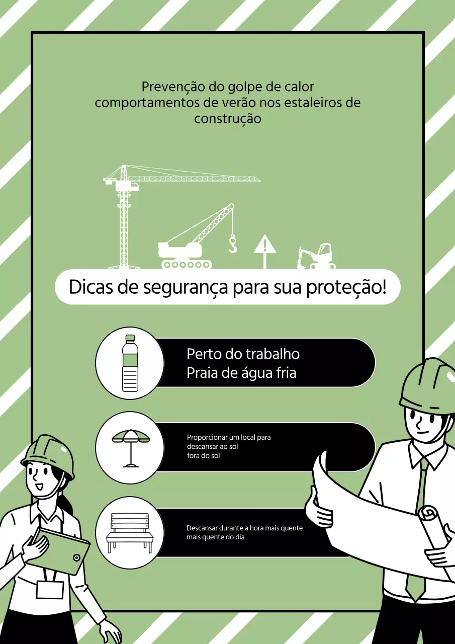 Sugestões para a prevenção da insolação realçadas a preto e a cinzento