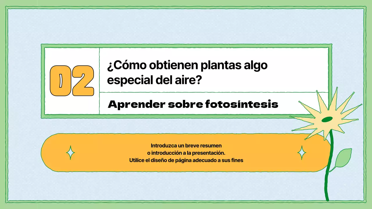 Recursos educativos sobre fotosíntesis en chartreuse y azul claro