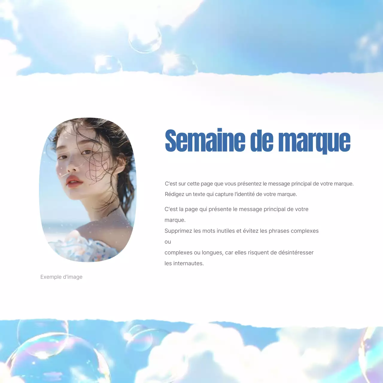 Marketing estival simple de la marque en bleu