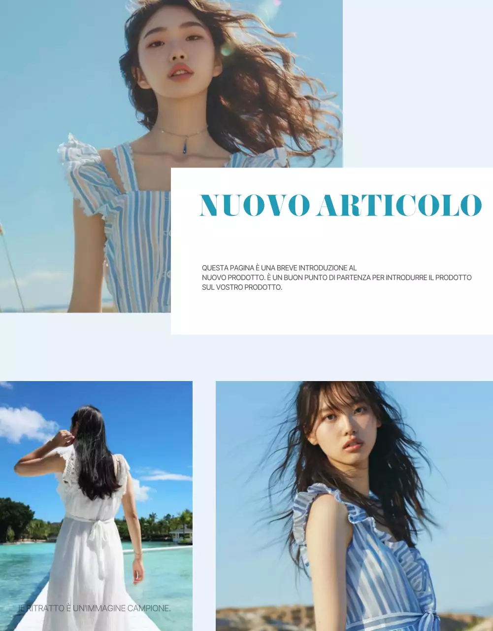 Promuovere una moda estiva minimalista in blu e azzurro