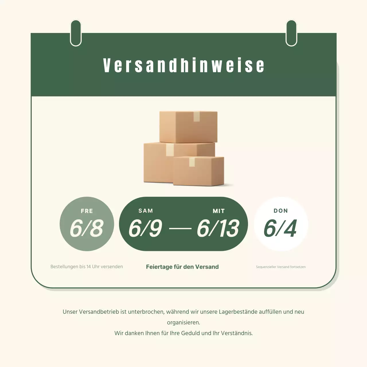 Ein einfacher Lieferschein in Elfenbein und Khaki