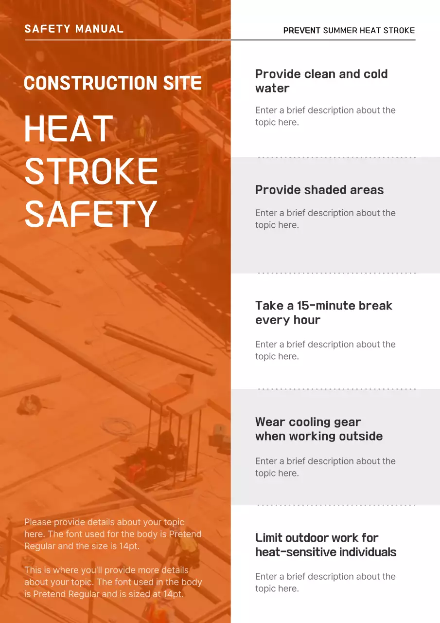 오렌지 프로페셔널 열 안전 매뉴얼 포스터