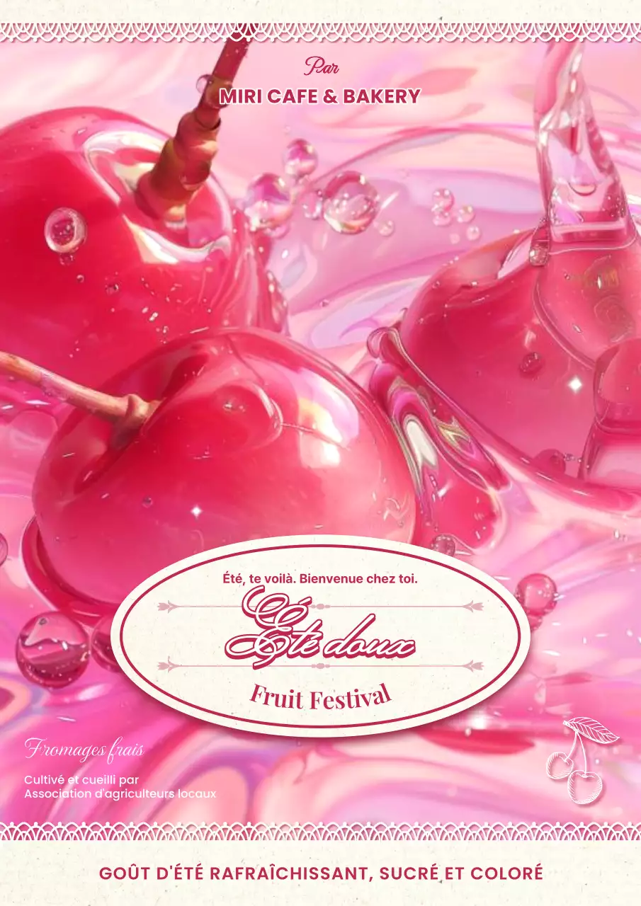 Promouvoir un festival de fruits d'été rétro en rose vif