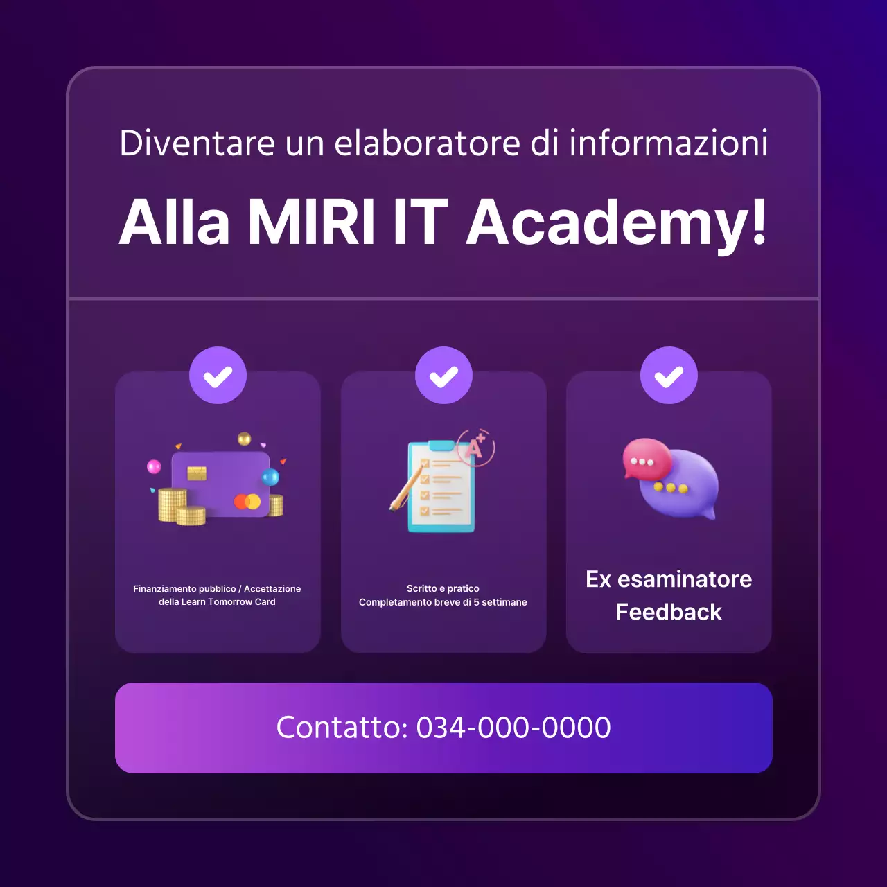 Un semplice annuncio di qualificazione viola e nero