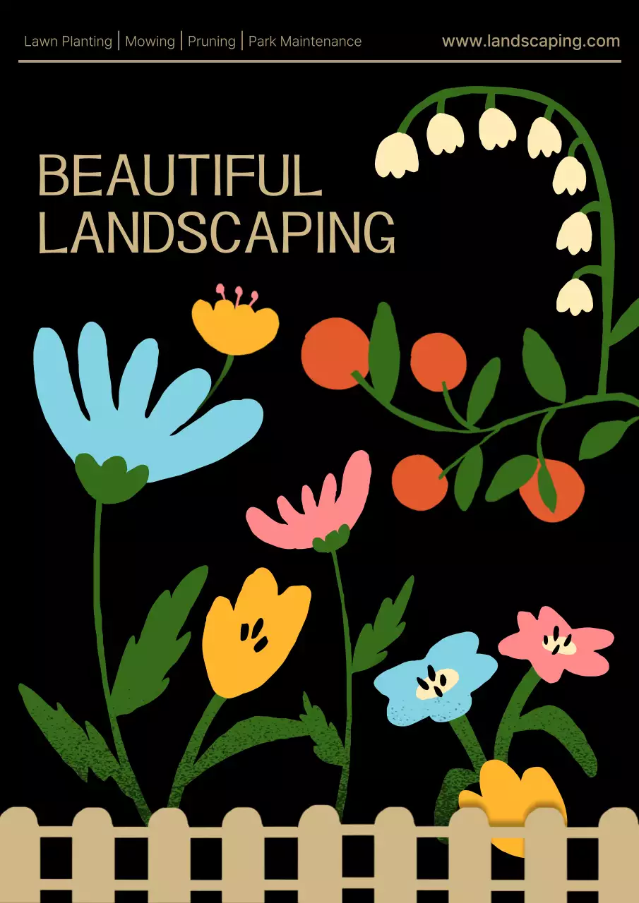 블랙 레트로 랜드스케이핑 홍보 포스터