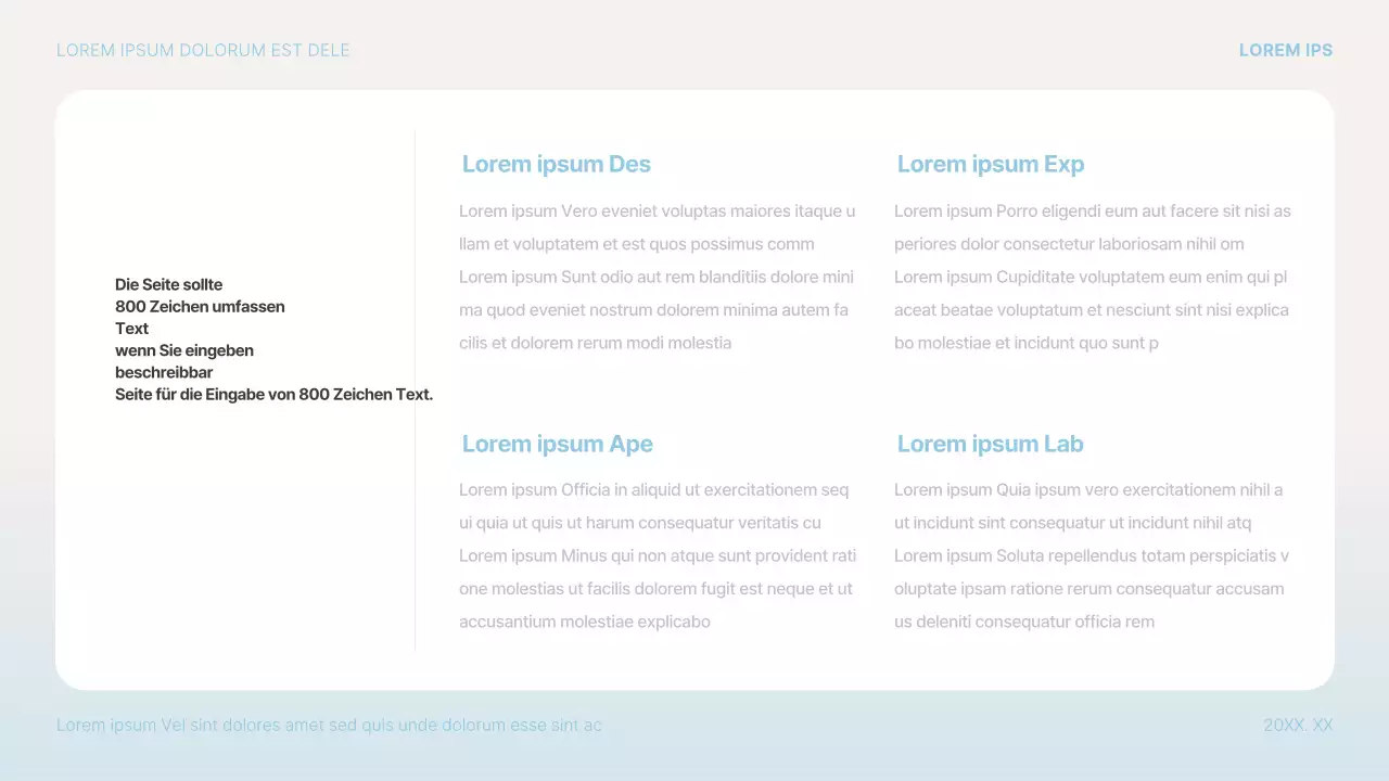 Einfacher Präsentationsvorschlag in Hellblau und Weiß
