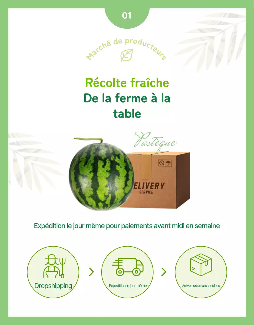 Promouvoir des fruits frais simples dans des couleurs vertes et chartreuses