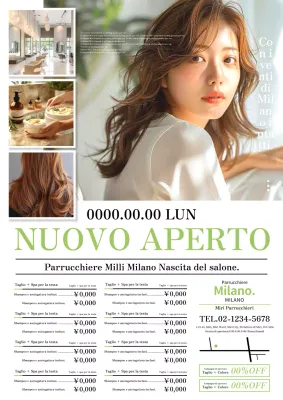 Pubblicità di un salone di parrucchiere elegante e moderno in verde e bianco