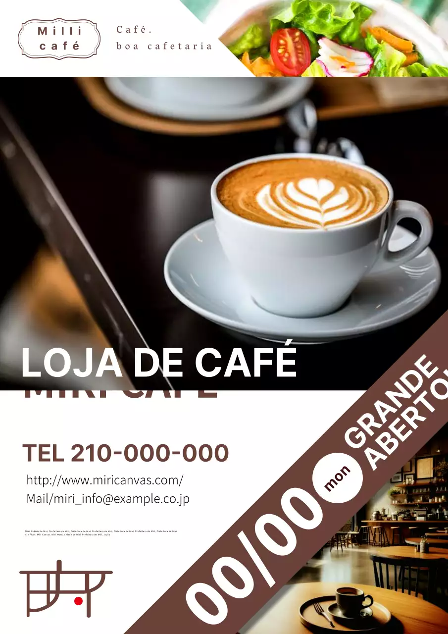 Anúncio de abertura de um café branco simples