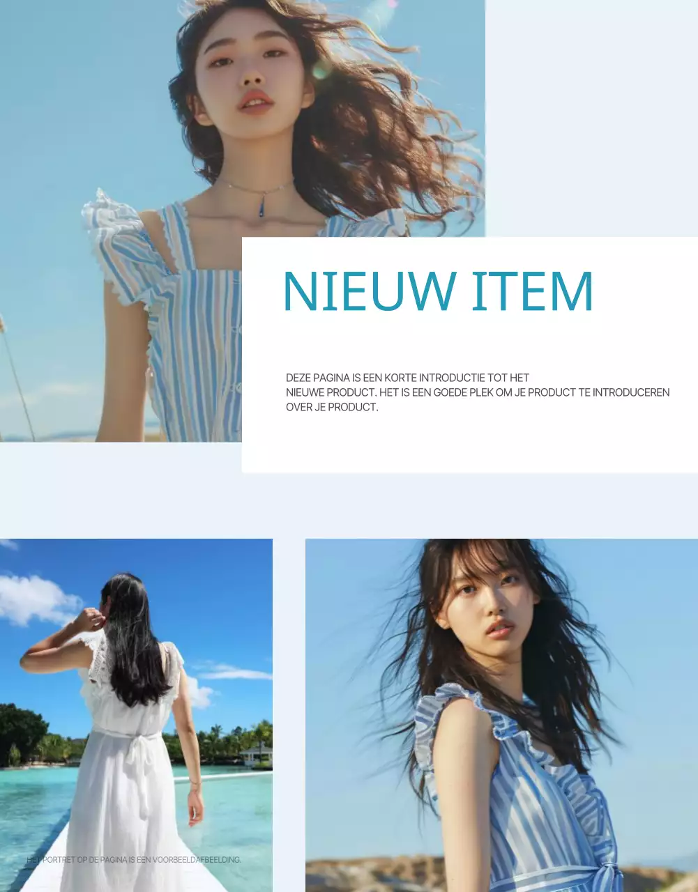 Promoot minimalistische zomermode in blauw en lichtblauw