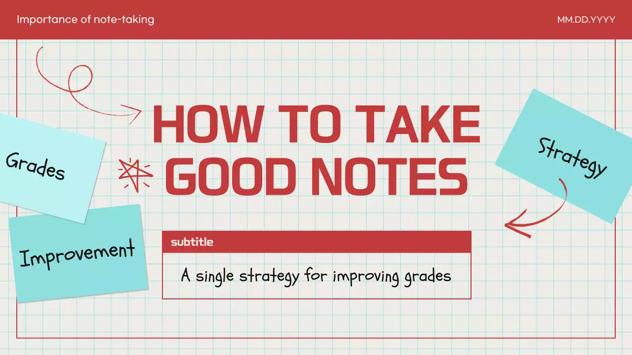 Red Simple Note-Taking Guide Presentation