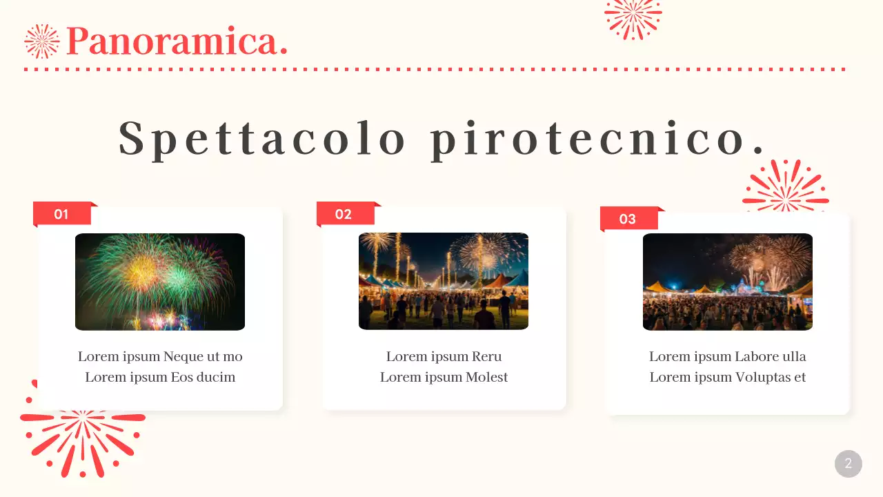 Pianificazione di una festa di fuochi d'artificio beige e rossi