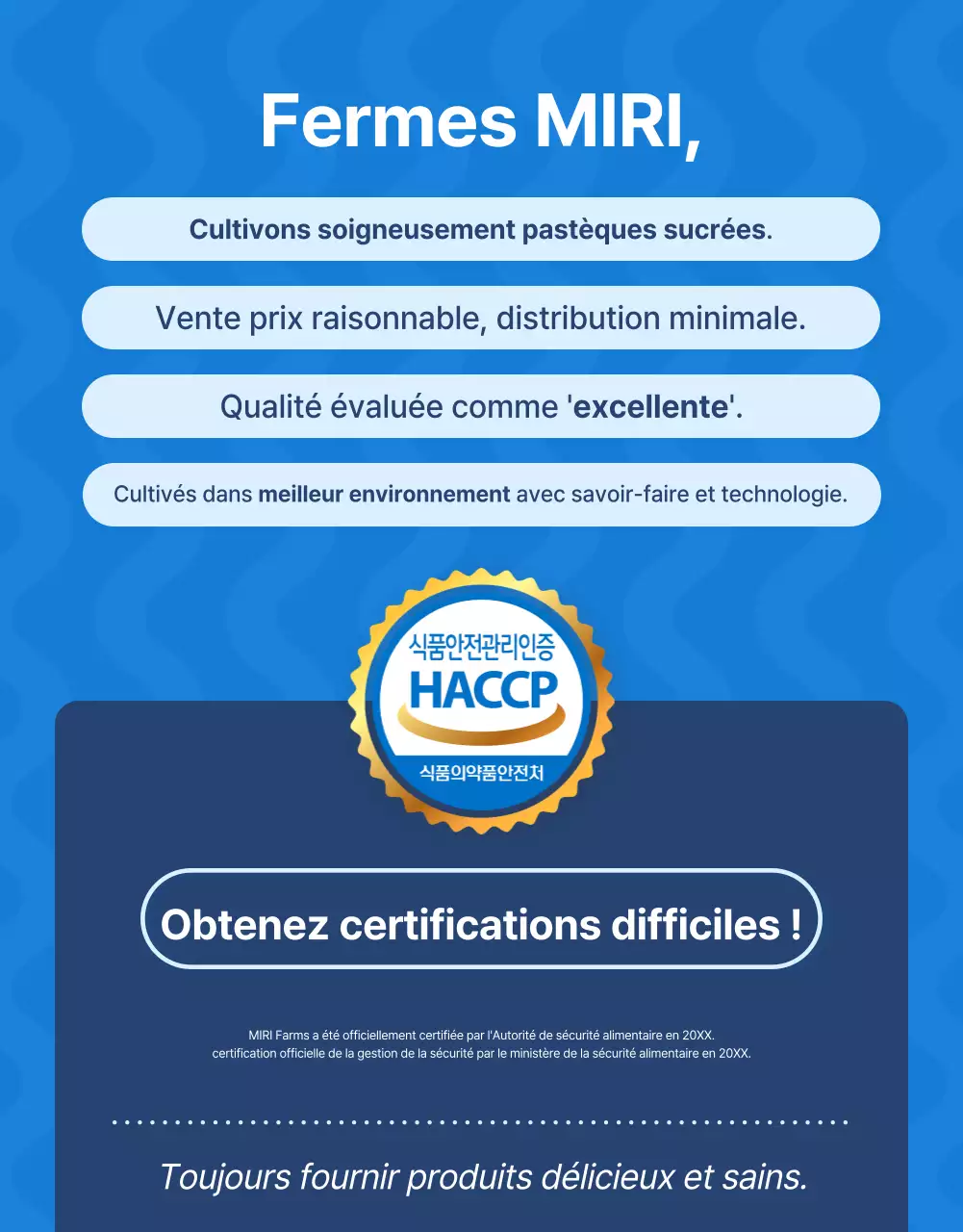 Promouvoir les fruits naturels de saison en bleu et blanc