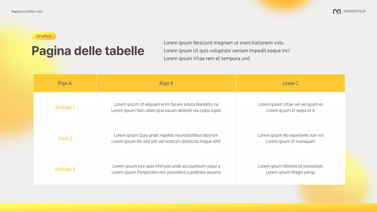 Una moderna relazione aziendale in giallo e grigio