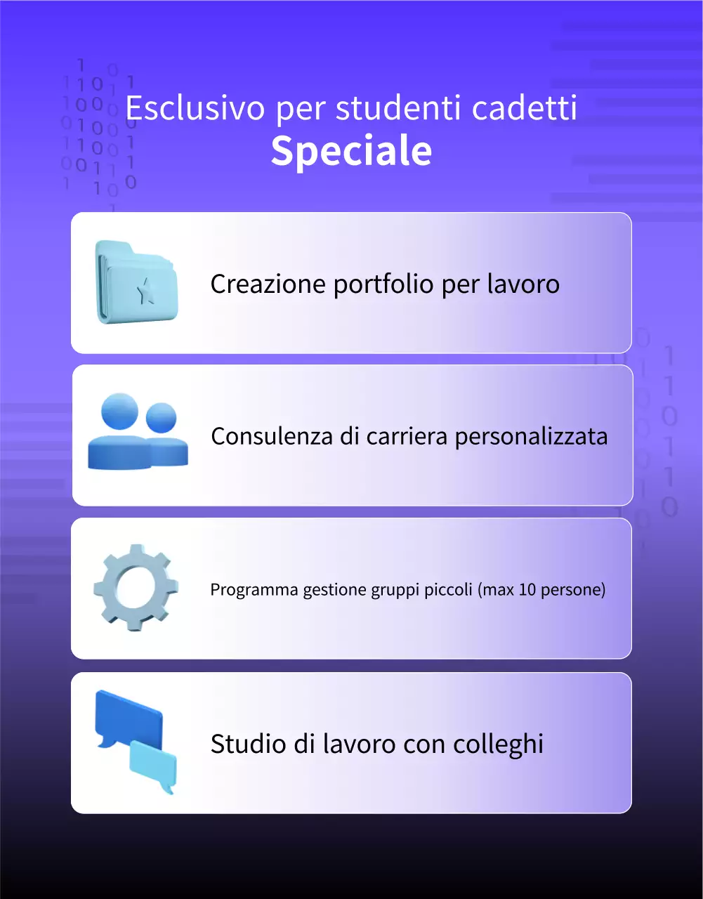 Un semplice avviso di reclutamento per laureati, in viola e nero.
