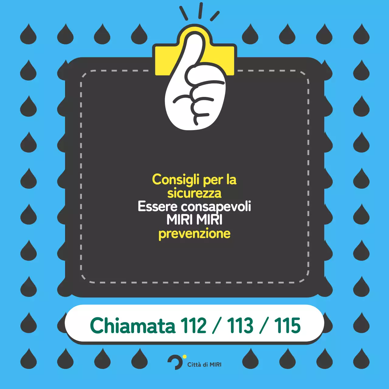Una guida alla sicurezza per la stagione delle piogge in nero e blu, in stile pop-art