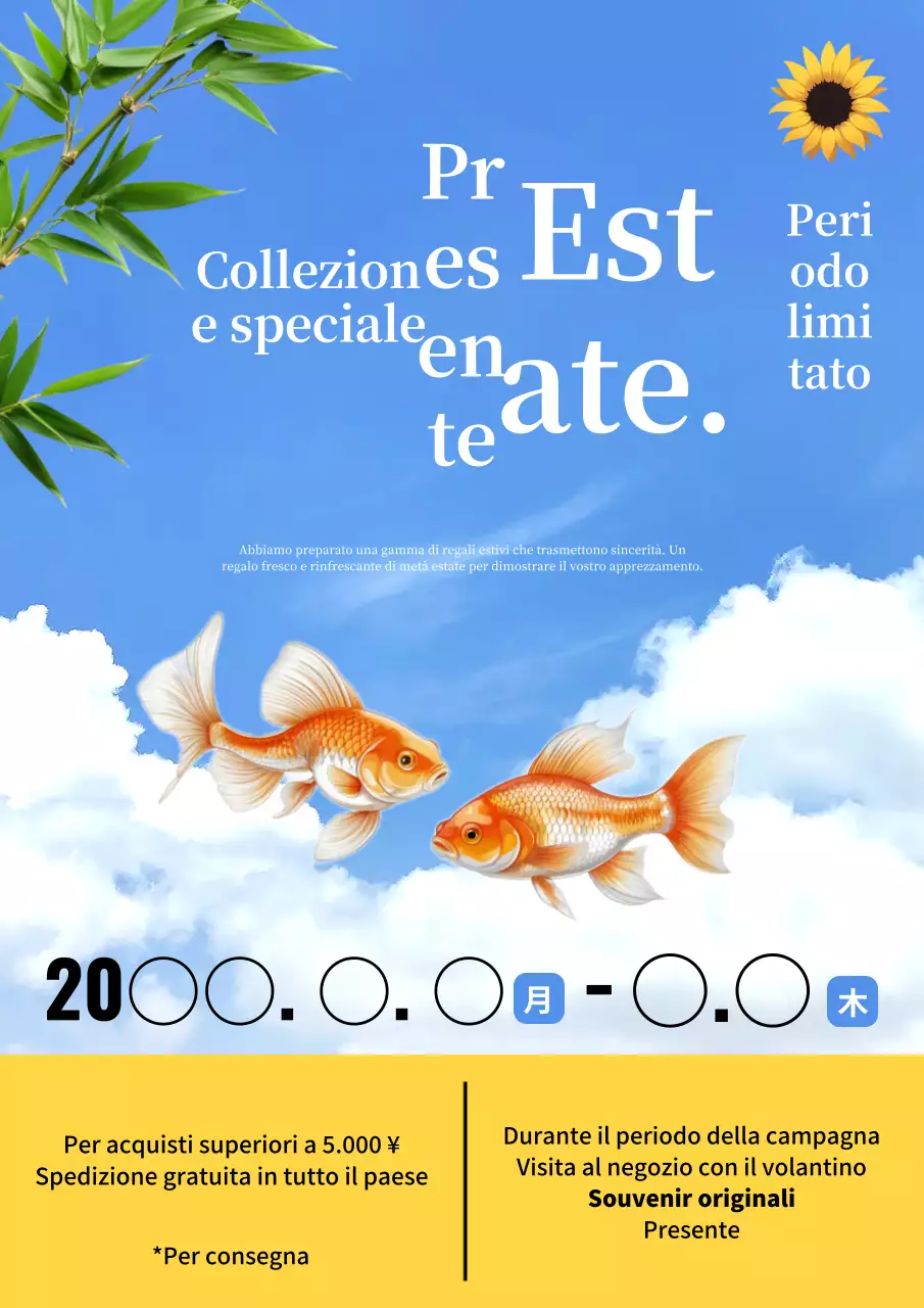 Fresca pubblicità estiva per il Mid-Autumn Festival in azzurro e giallo