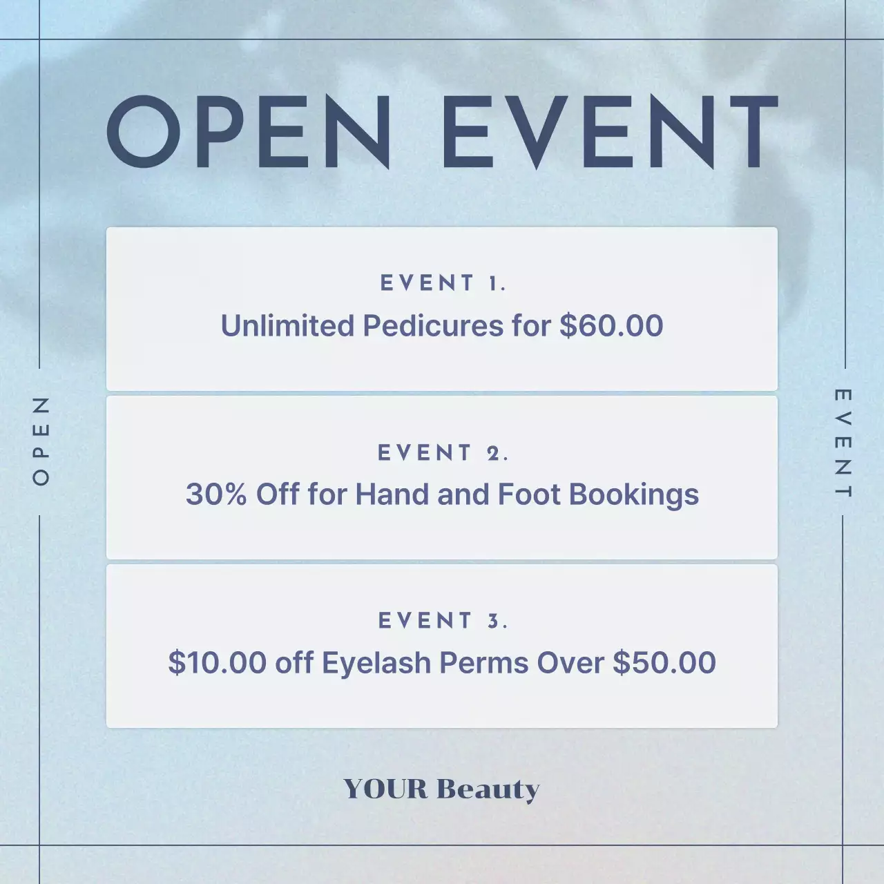 Promote a luxurious beauty shop in light blue