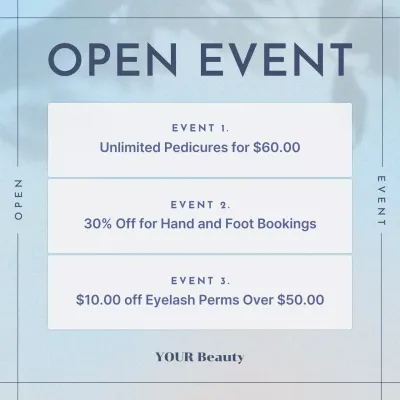 Promote a luxurious beauty shop in light blue