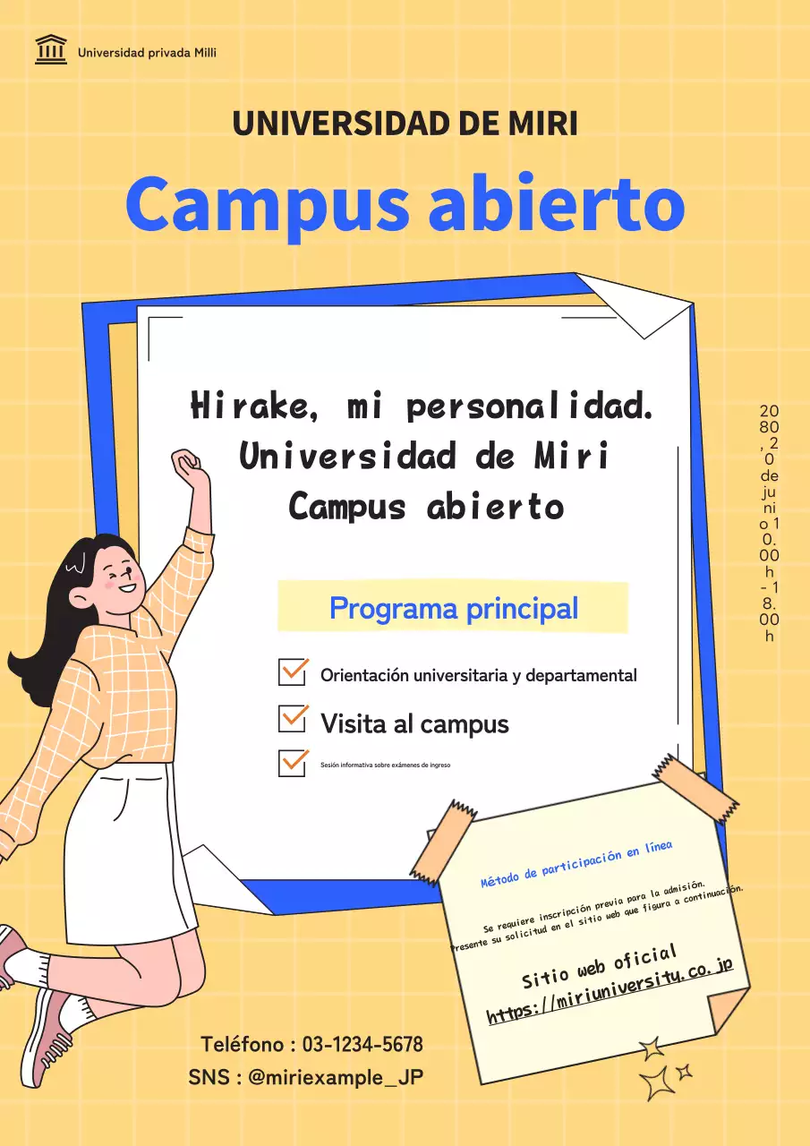 Promover la celebración de un campus universitario abierto de color amarillo y azul retro