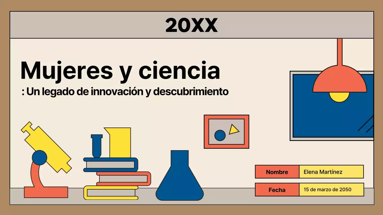 Promoción de las científicas modernas en beige y azul