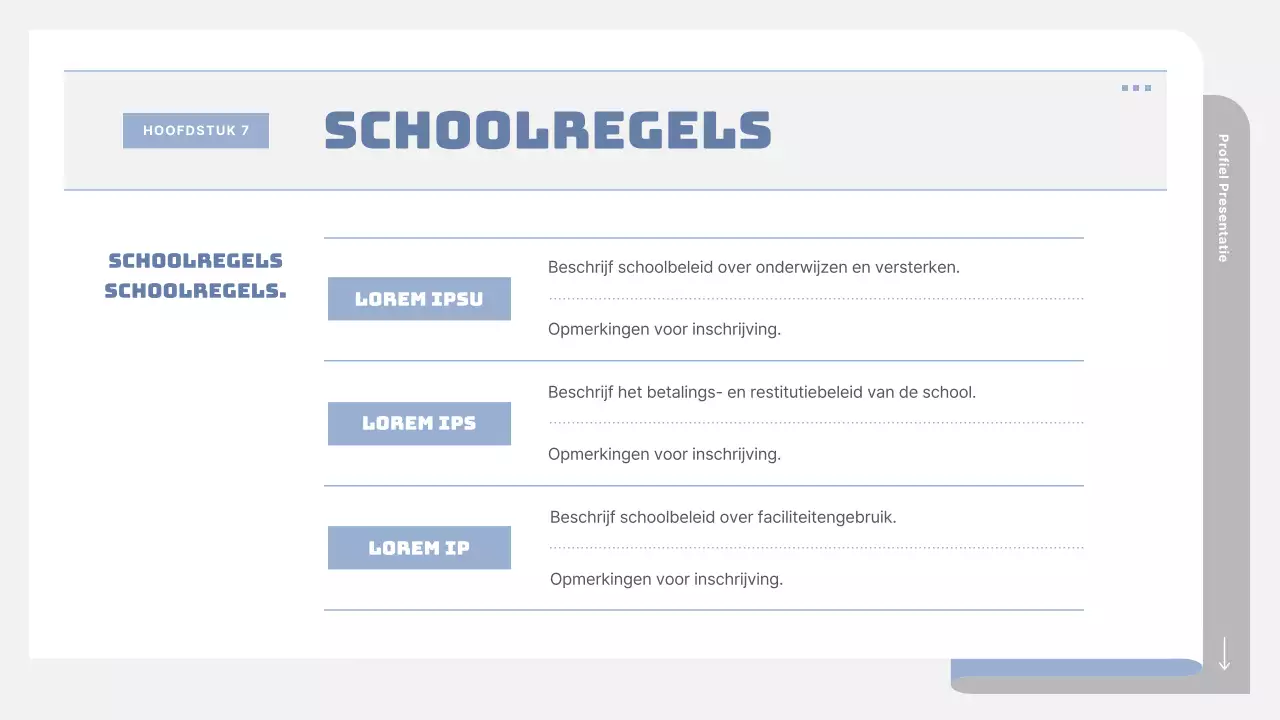 Een eenvoudige schoolprospectus in grijs en blauw