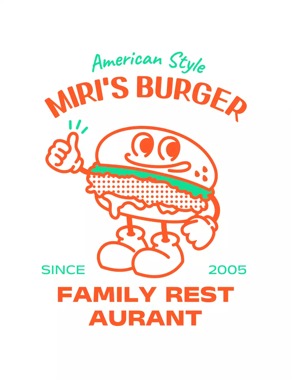 Logo karakter hamburger gaya Amerika