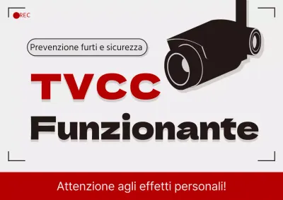Un semplice avviso di installazione di TVCC rosso e nero