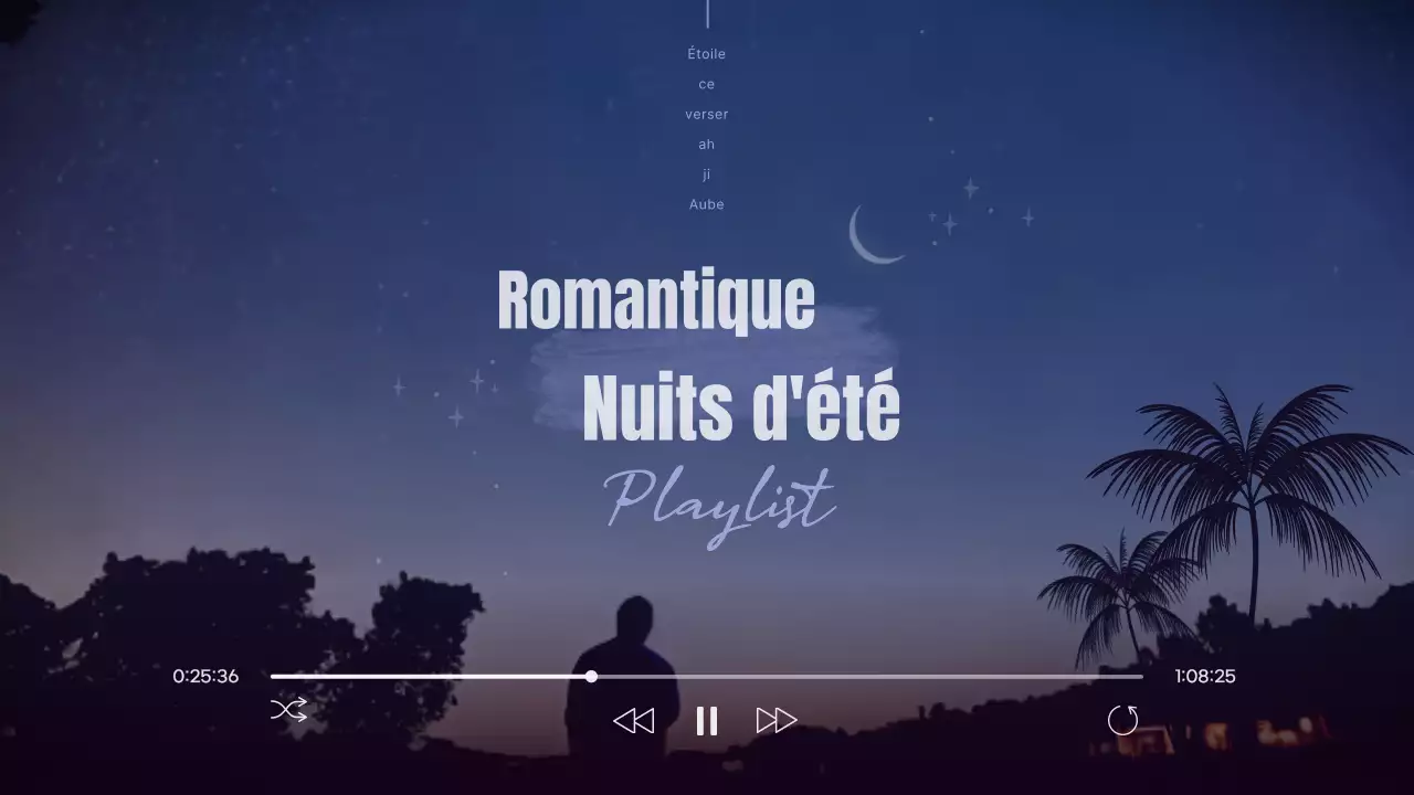 Couverture de playlist simple pour les nuits d'été en bleu marine et violet