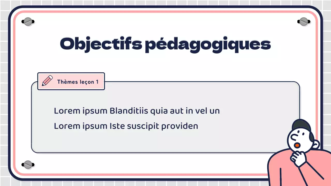 Plans de cours pour le collège avec des personnages roses et mentholés