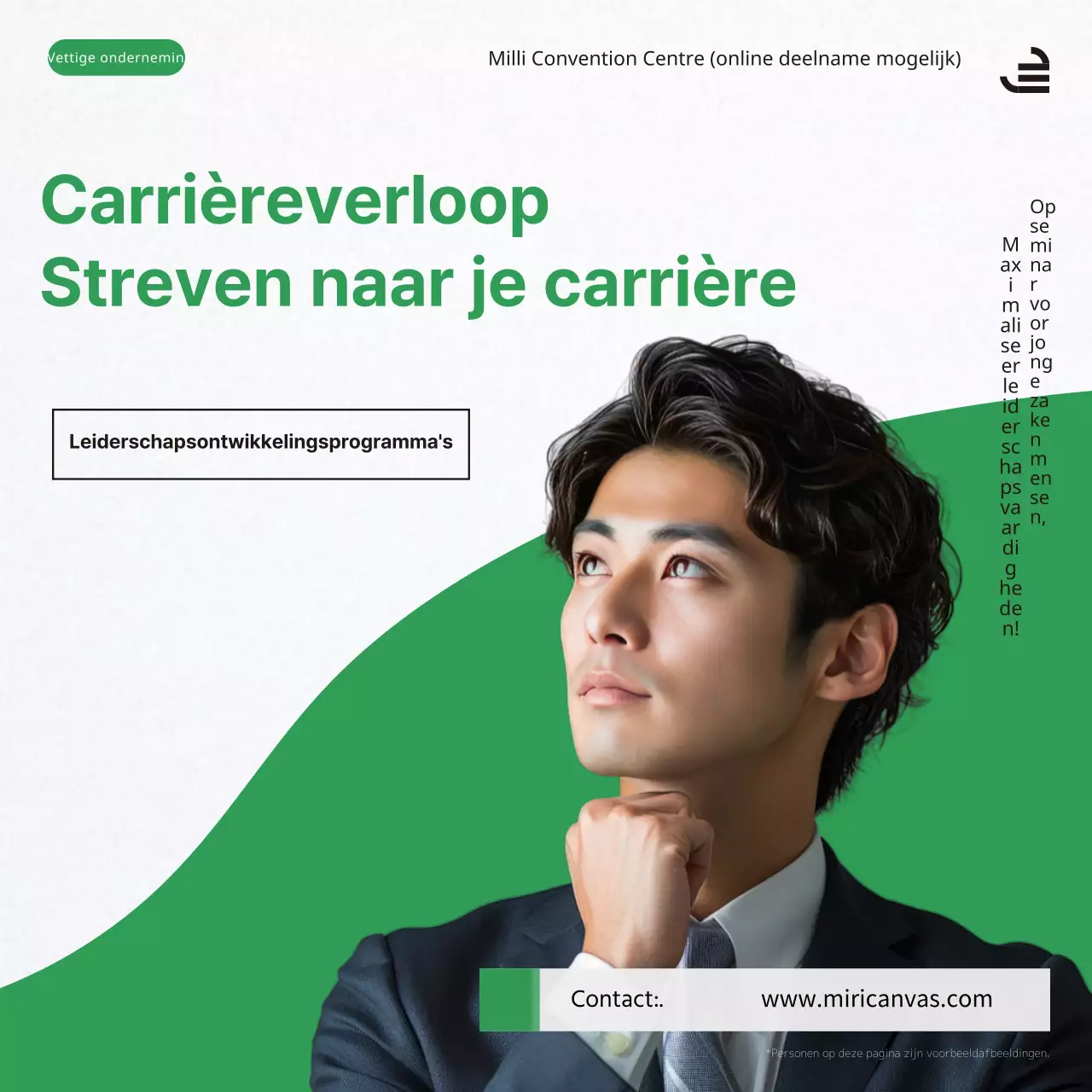 Een eenvoudig groen-wit seminar over leiderschapsontwikkeling promoten