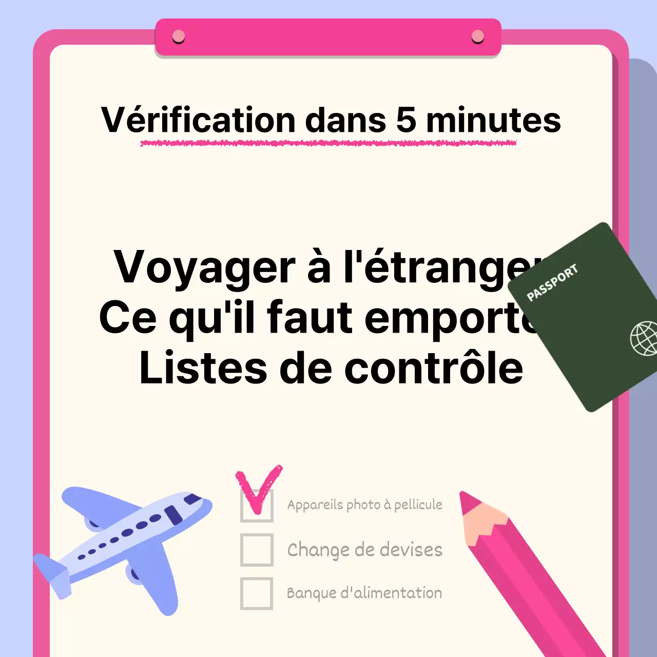 Guide de la valise pour un voyage à l'étranger en rose et mauve