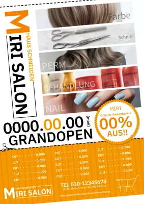 Moderne geometrische Schönheitssalon-Anzeige in Orange und Weiß