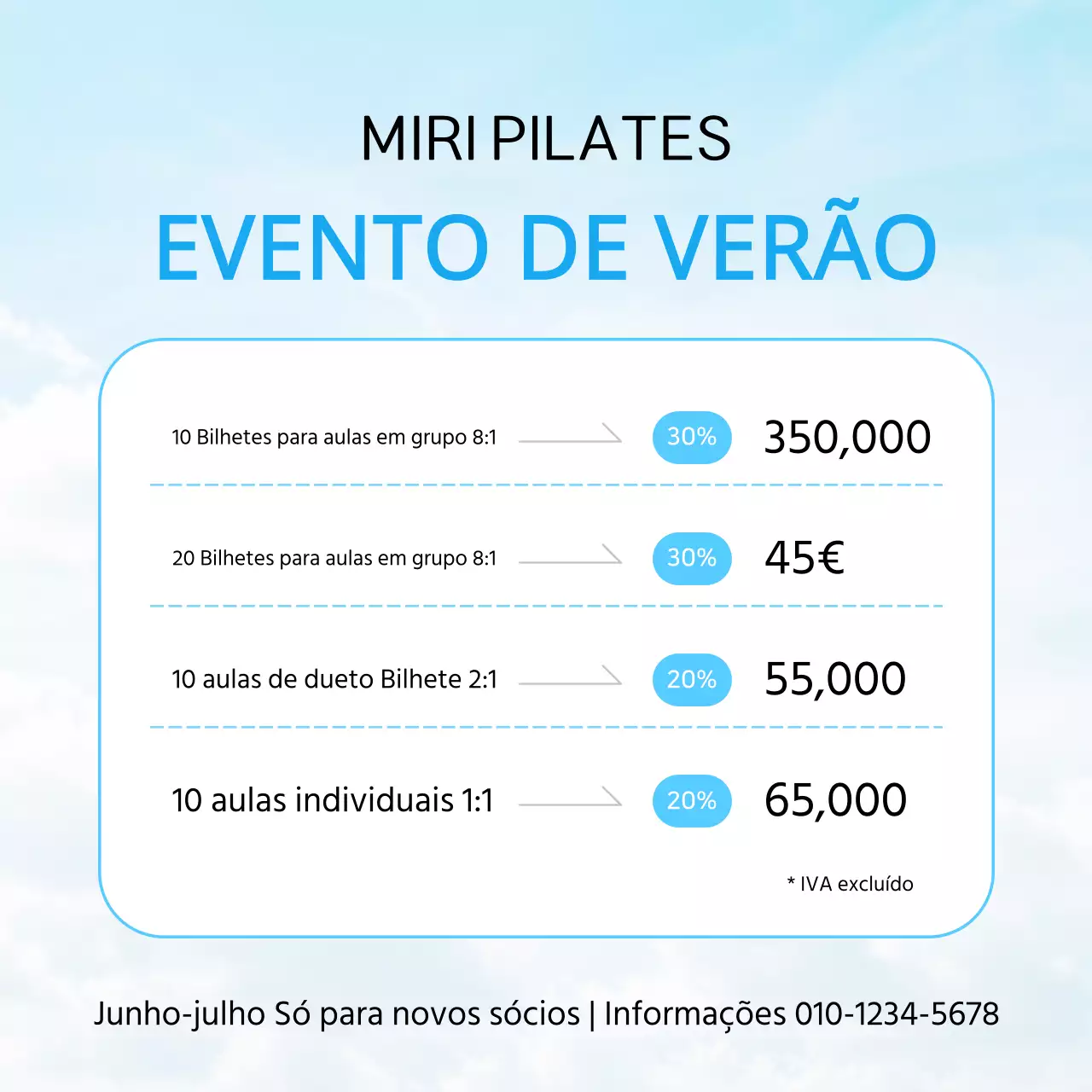 Um post simples para um evento de verão em azul claro e branco