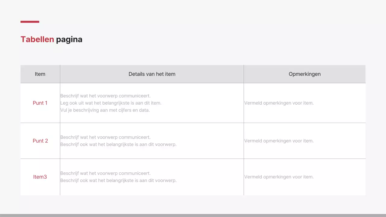 Minimalistisch bedrijfsrapport in rood en wit