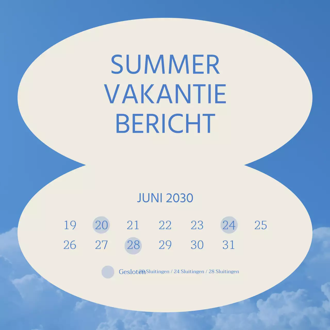 Een eenvoudige zomeradvertentie in lichtblauw en blauw