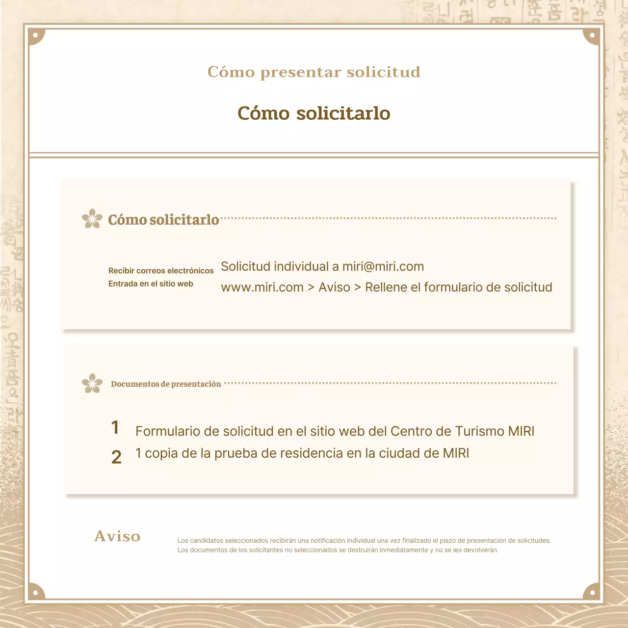 Beige y marrón, aire tradicional Se buscan intérpretes culturales