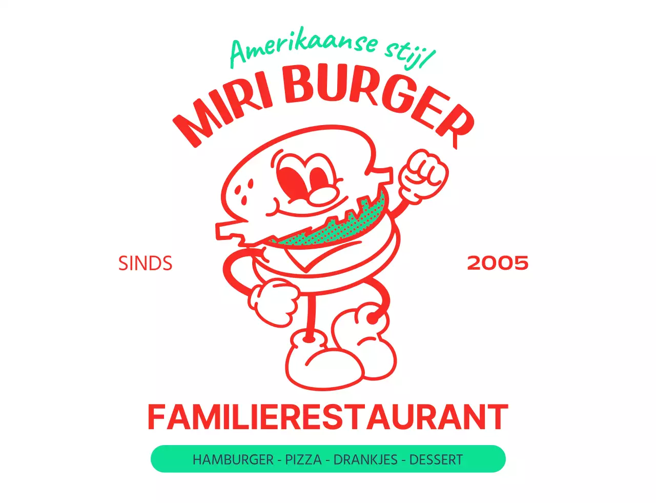 Logo met een hamburger in Amerikaanse stijl