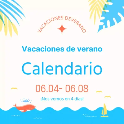 Un sencillo anuncio de vacaciones de verano en amarillo y azul